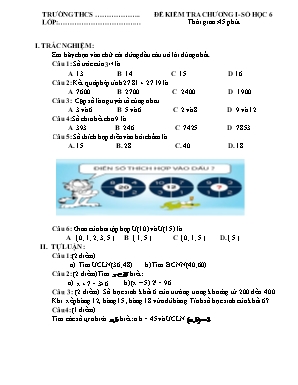 Đề kiểm tra Chương I - Số học 6 (Có đáp án)